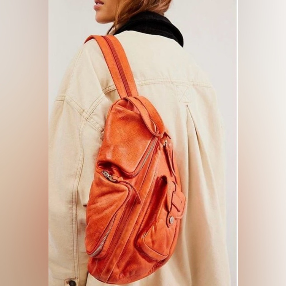 NEW Free People We The Free Sparrow Sling Bag Flame Orange